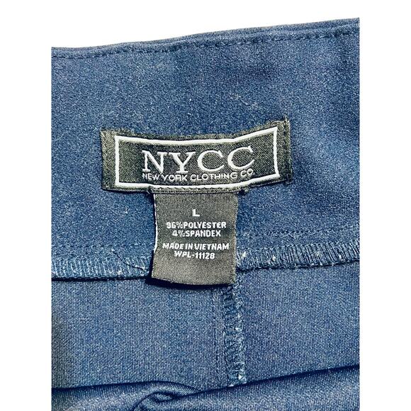 NYCC New York Clothing Co. Navy Stretch Pencil Skirt with Gold Buttons – Size L - Picture 5 of 5